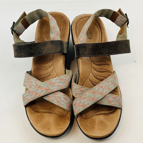 Womens 10 Keen Skyline Brindle Wedge Sandals Multi Open Toe Buckle Ankle Straps - Picture 8 of 10